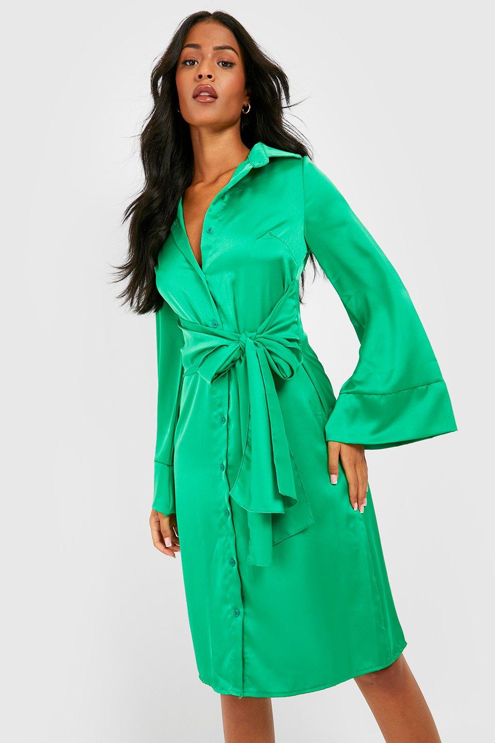 Boohoo satin shirt outlet dress